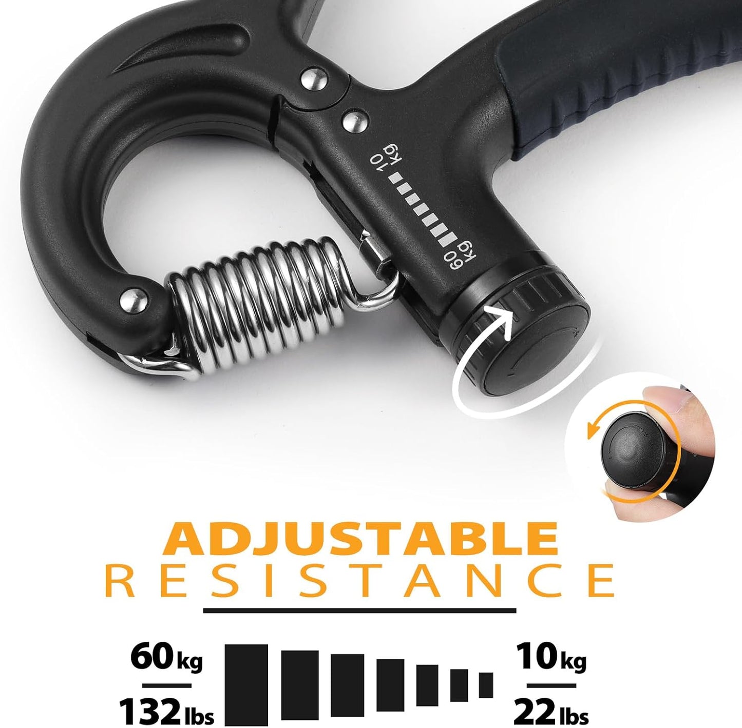 2 Pack Grip Strength Trainer, Hand Grip Strengthener, Adjustable Resistance 22-132Lbs (10-60Kg), Forearm Strengthener, Perfect for Musicians Athletes